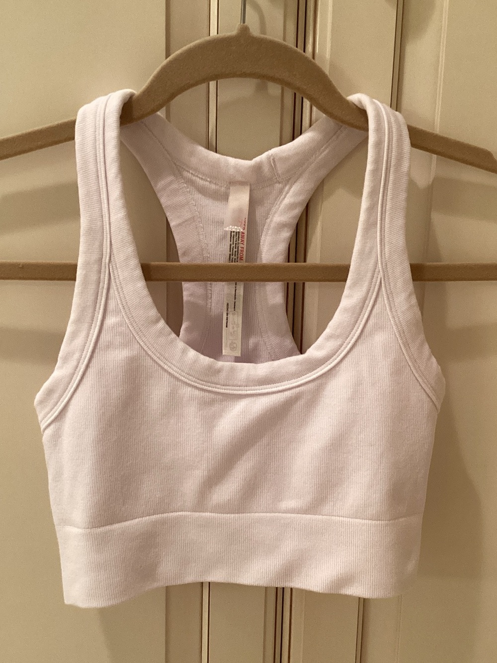 FP Movement by Free People White Ribbed Racerback Sports Bralette
